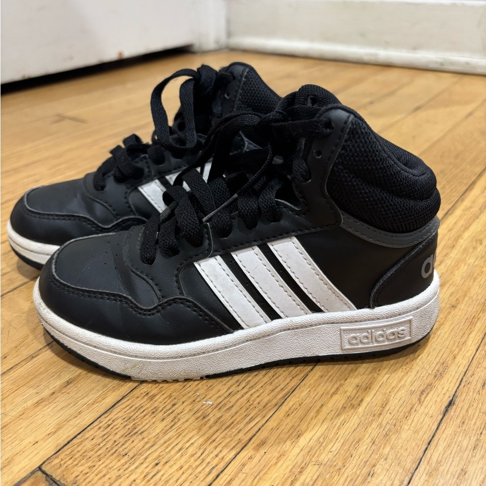 Adidas Black and White High-Top Sneakers